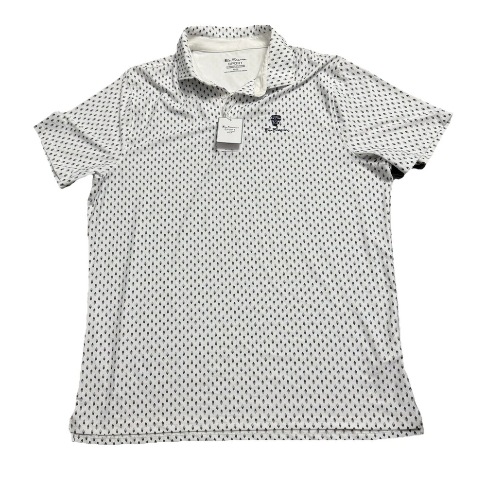 Ben Sherman golf polo shirt Mens LT Grey/Gris Geo wicking Stretch NWT XL\TG